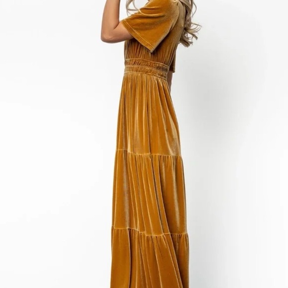 NWT Baltic Born Artemis Velvet Maxi Dress XL Dark Gold - Picture 2 of 7